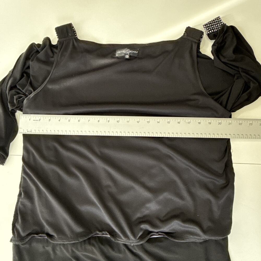 Vintage Betsy & Adam Batwing Dress Sexy Cold Shoulder Art Deco Y2K Size 16 - Picture 12 of 12